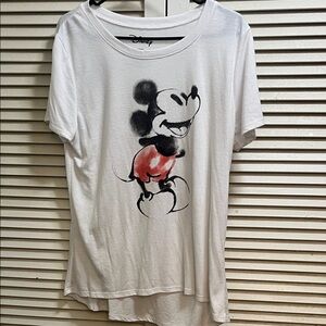 Women’s Disney White Tee with Mickey Mouse in Black and Red